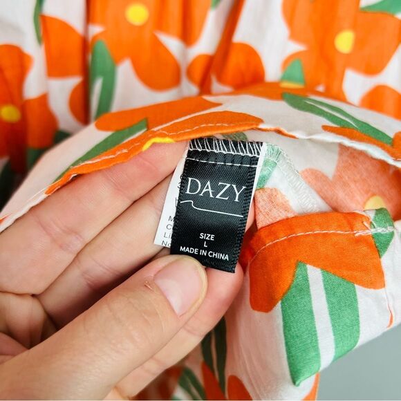 Floral Orange and Green Dress sz M - Picture 5 of 6